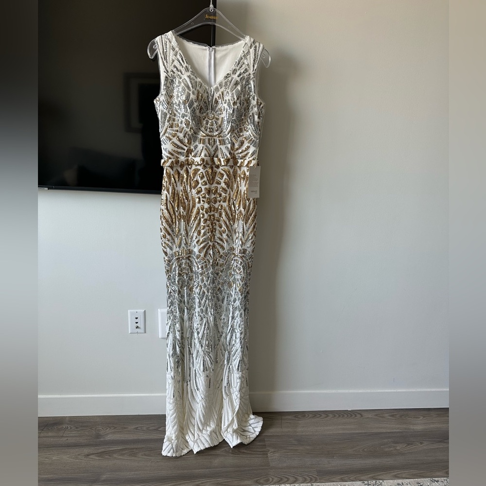 White Gown with Gold and Silver Sequins